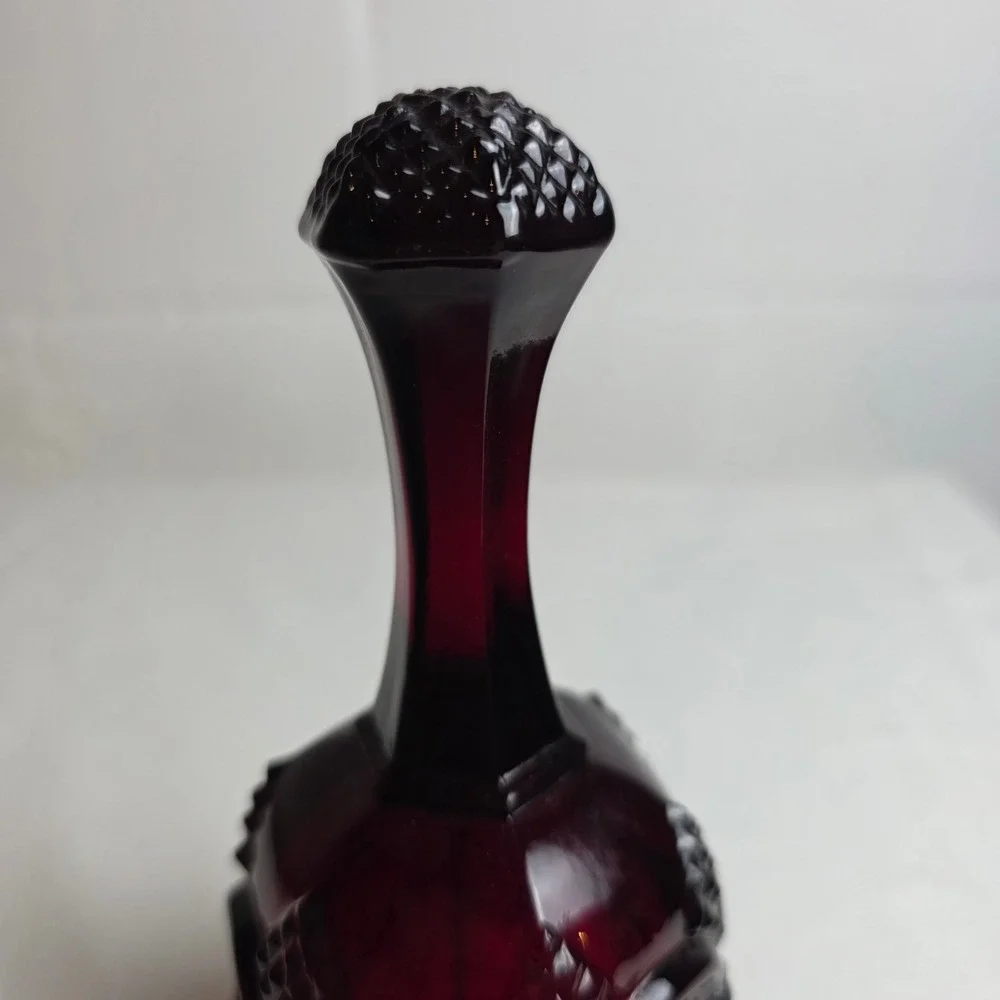 Vintage Avon 1876 Cape Cod Ruby Red Glass Bell Christmas Festive